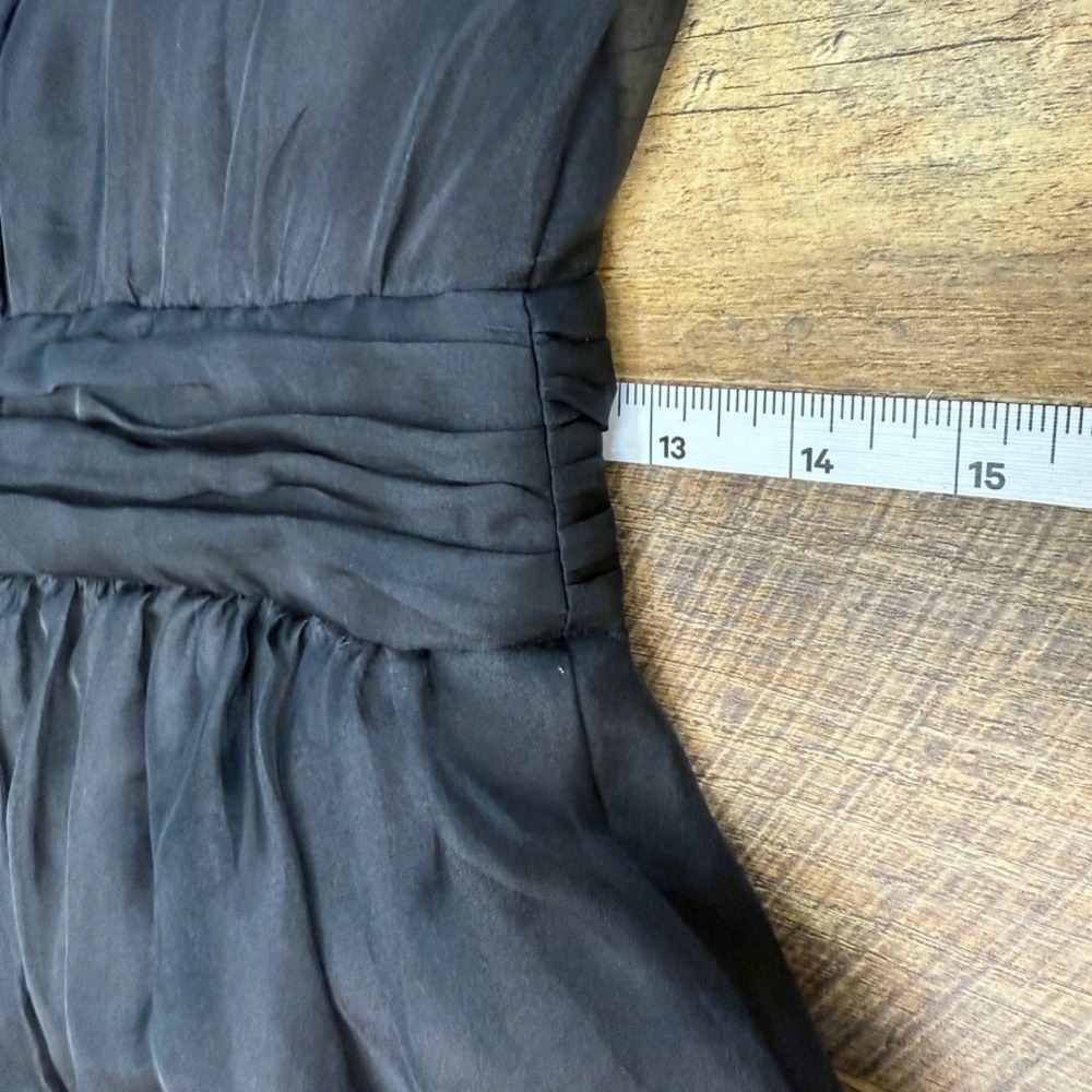 Cinq a Sept Dress Black Organza Sheer Puff Sleeve Party Cocktail Mini Bow Sz 2 - Picture 6 of 12